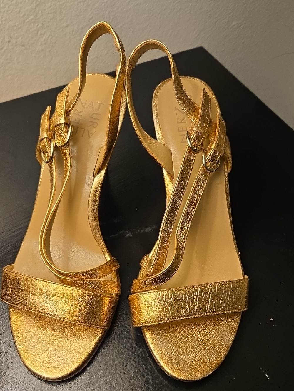 Naturalizer Gold Metallic Slingback Sandals